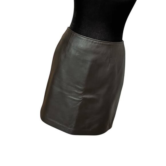 Weekend MaxMara Leather Skirt Brown Academia Fall Soft Girl Minimalist Preppy 6 - Picture 3 of 11